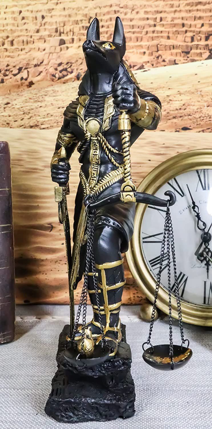 古代エジプト 正義の天秤を持つアヌビス神 彫像（ブラック＆ゴールド