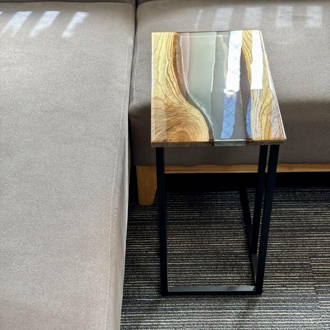 サイドテーブル レジン アイアン 木製 一枚板 おしゃれ コの字 ベッド 北欧 サイドテーブル レジン アイアン 木製 一枚板 おしゃれ コの字