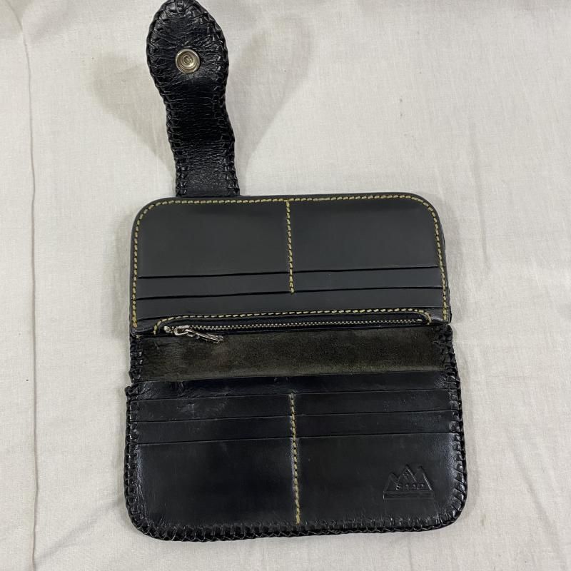 SAAD 編み込みレザー長財布 SAAD サード 財布 長財布 SAAD レザー 長財布 編み上げ ブラック