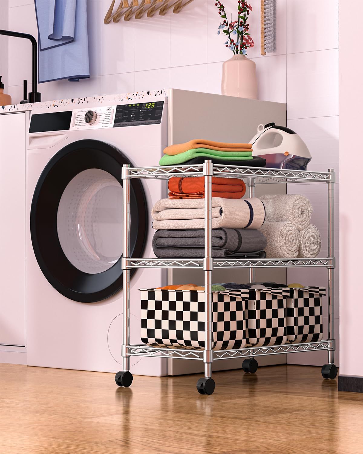 Huaniun スチールラック メタルラック 幅60cm キッチンラック キャスター付き レ Huaniun スチールラック メタルラック 幅60cm キッチンラック