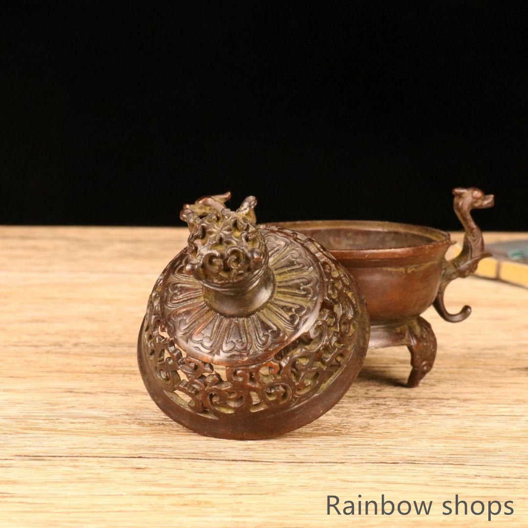 新品未使用】銅器 香炉 海獣両耳薫炉 三足銅炉茶道香炉 装飾品