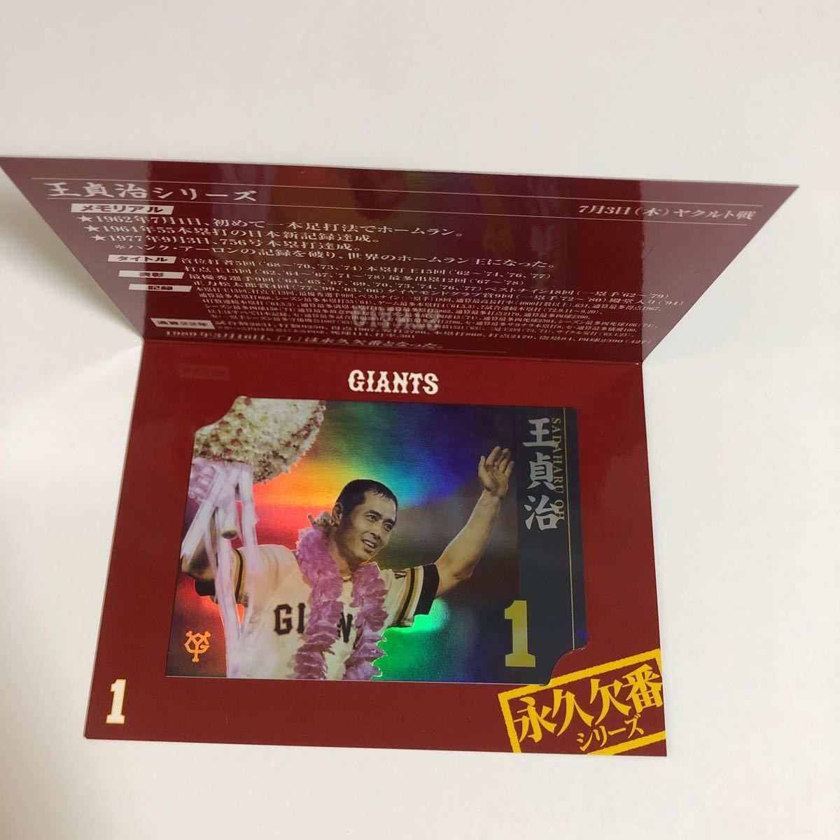 王貞治 カード 野球 永久欠番 シリーズ 非売品 キラ 激レア o13-1 1223 