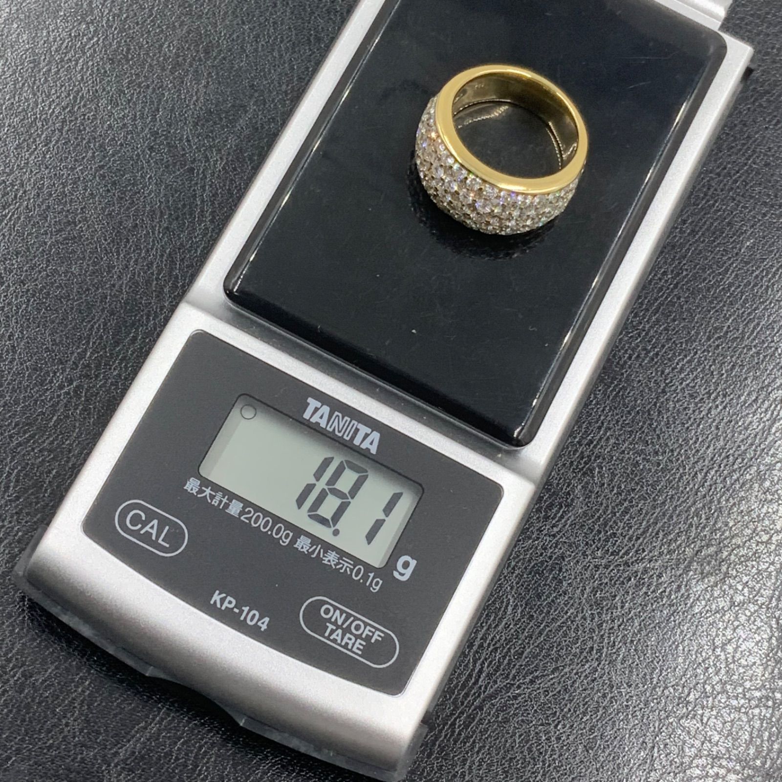 750 18金 ダイヤモンドリング パヴェダイヤ ハーフエタニティ 18.1g 