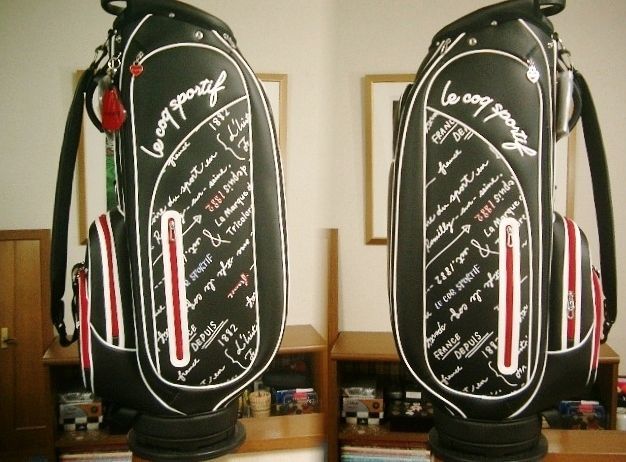 ルコック スポルティフ レディース 取っ手付き ハイグレード 合皮レザー 黒赤白 ゴルフバッグ