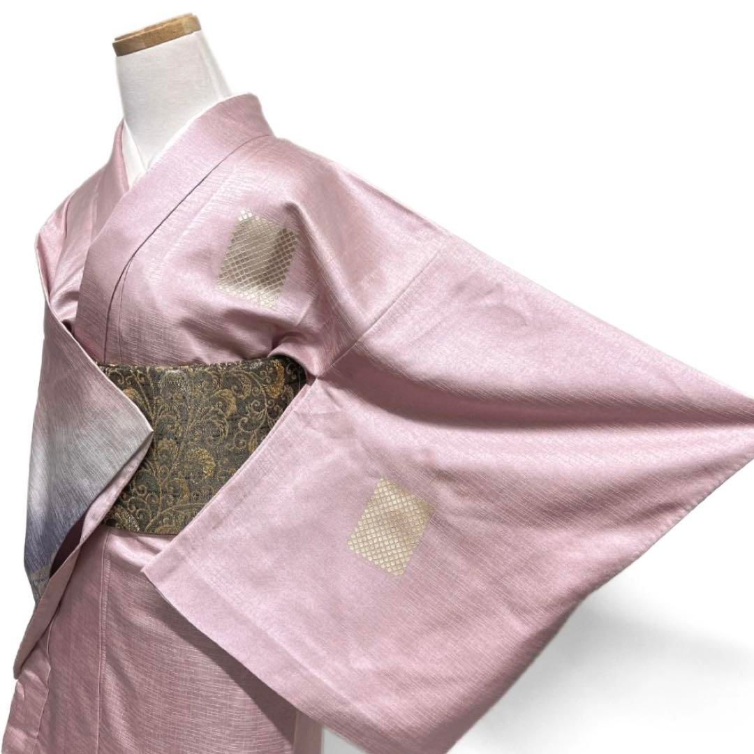 作家もの 付け下げ たたき染 銀彩 円弧 お洒落 着物 063a d （大久保玄  