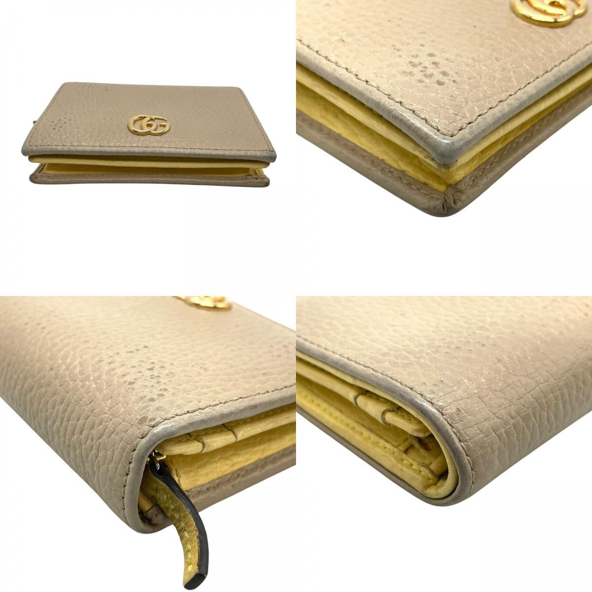 美品 グッチ バイカラー GG マーモント ベージュ 二つ折り 財布 イエロー GUCCI グッチ マーモント 折り財布 二つ折り GG ベージュ 内装