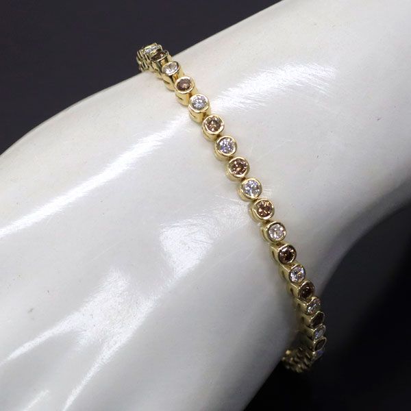 ダイヤモンド　テニスブレスレット　K18YG K18YG【2.0ct】ダイヤモンド テニス ブレスレット