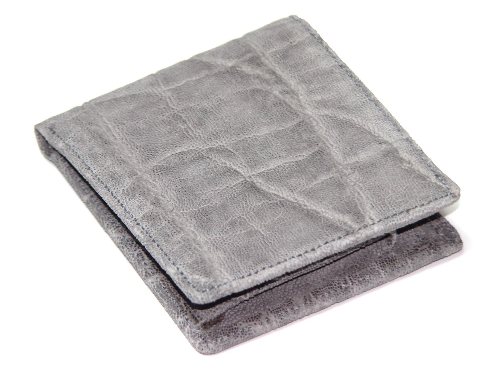 1点 特別 送料無料＆税込価格 ♥ 数量 特別価格 RED CROW -レッドクロウ- 本エレファントレザー 象革 日本製 無双タイプ 安心のJRA認定商品 男女兼用 小銭入れ付き ショートウォレット EF-02 グレー