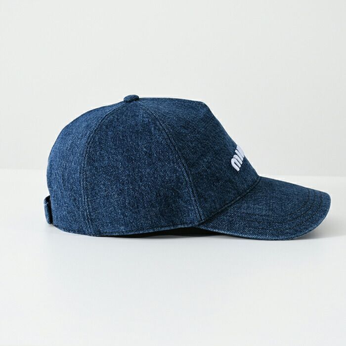 miumiu デニム 刺繍ロゴ ベースボールキャップ MIU MIU 刺繍ロゴ入り