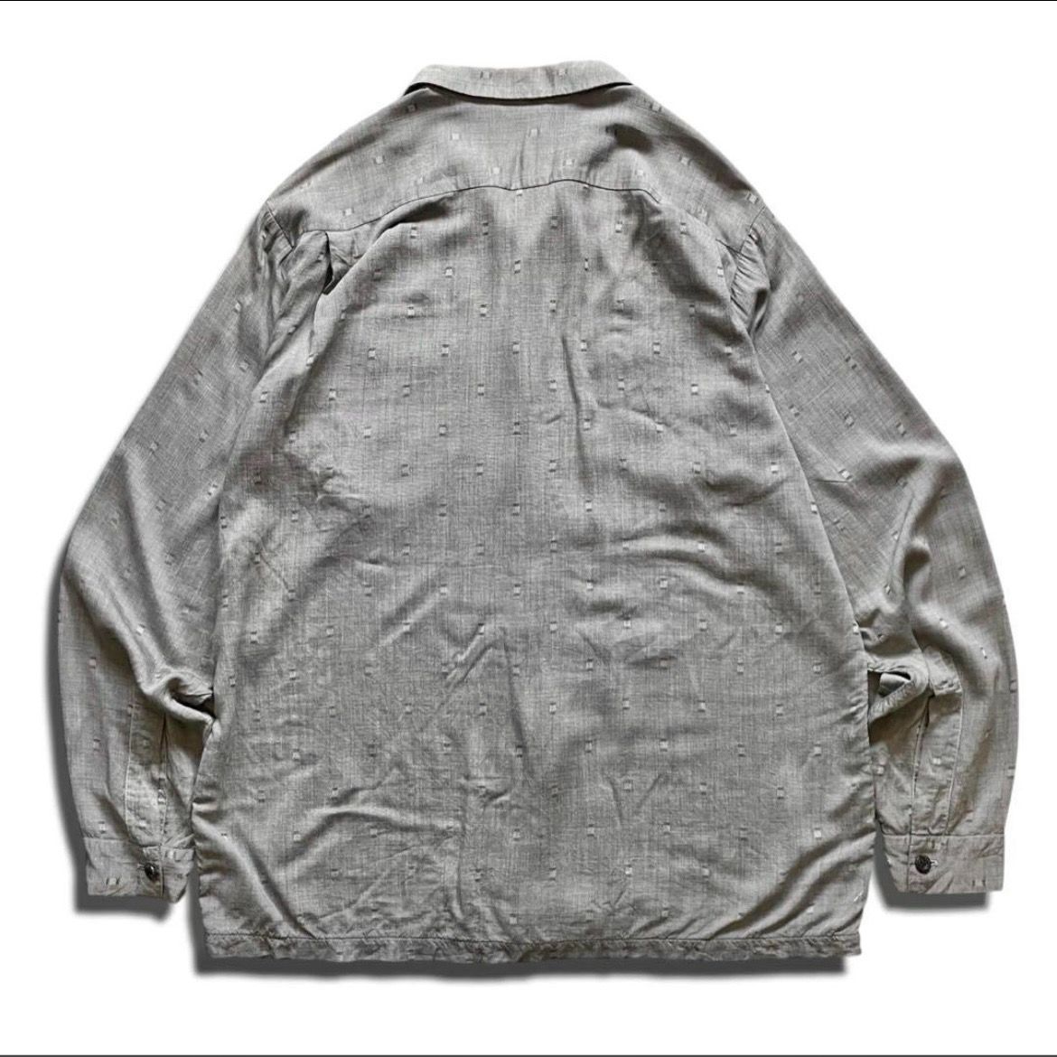 USA 50s レーヨン 開襟シャツ オープン 銀 ボーリングシャツ