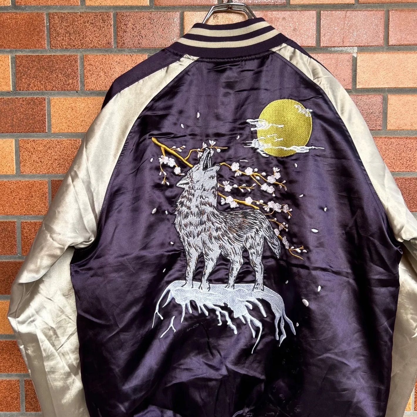 和柄 スカジャン 狼×月 豪華刺繍 メンズ L 新品 楽天市場】さとり/satori 月に白狼 柄 刺繍 和柄 スカジャン （GSJR