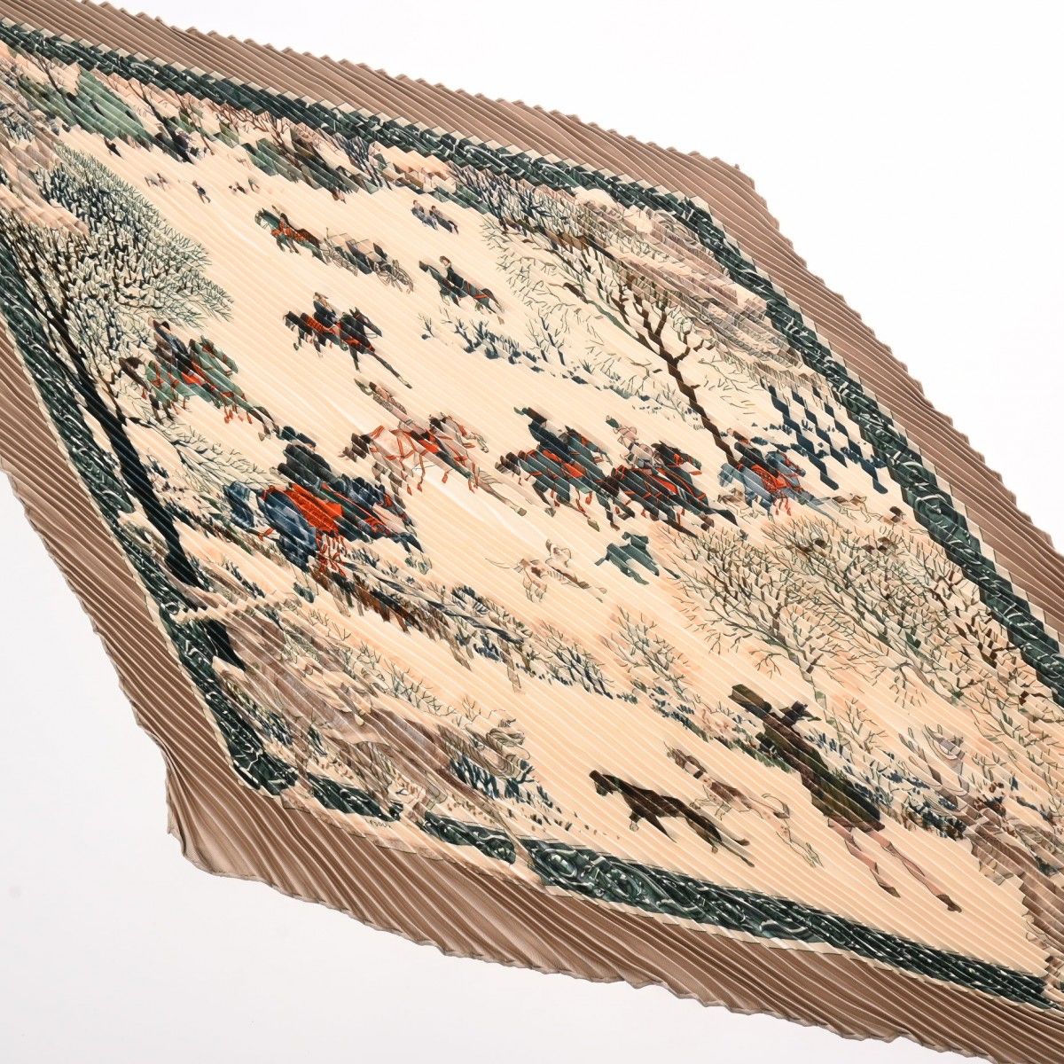 エルメス プリーツスカーフ カレ90 ベージュ レディース シルク100