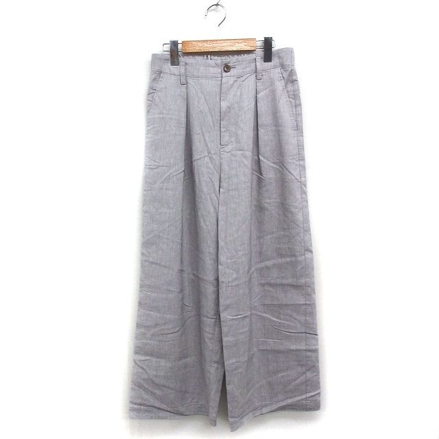 美品 Plage タックワイドパンツ グレー 36　 　 　グレー プラージュ Plage タック ワイドパンツ フルレングス 麻混 36