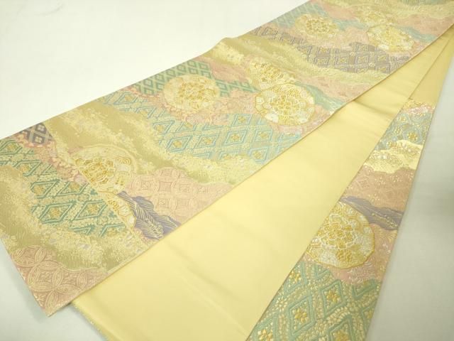 平和屋本店□極上 六通柄袋帯 道長正倉院花文 金糸 逸品 未使用  