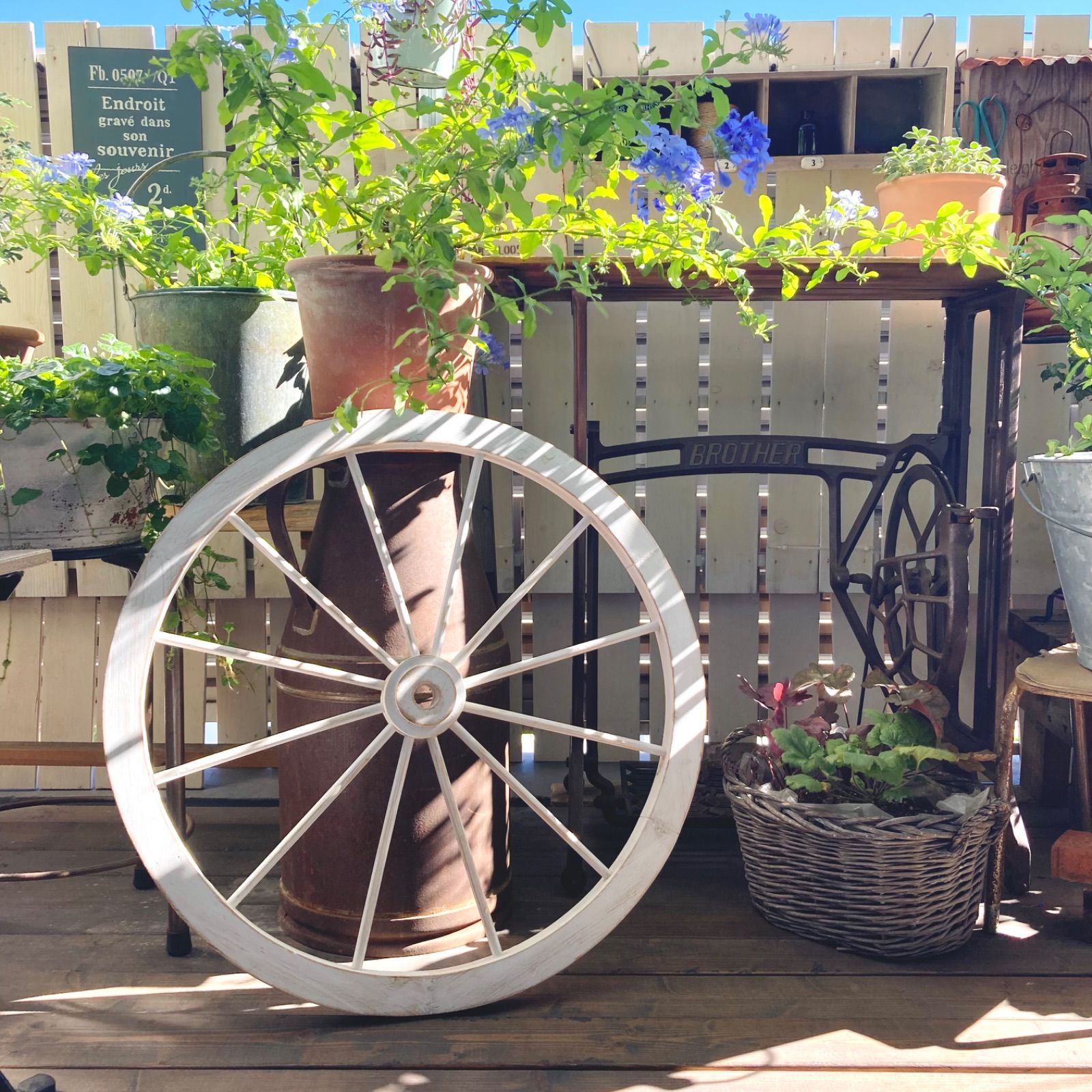 木製のガーデンウィール （大）車輪 ガーデンオブジェ ガーデニング  