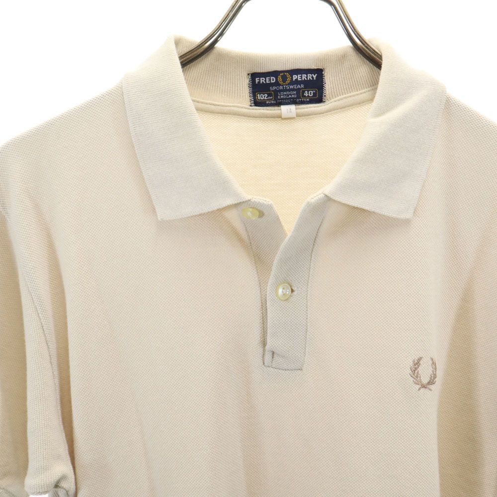 フレッドペリー 英国製 半袖 鹿の子 ポロシャツ M ベージュ FRED PERRY 