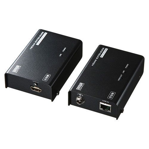 HDMIエクステンダー セットモデル サンワサプライ VGA-EXHDLT HDMI信号をLANケーブル1本で4K解像度なら最大40m 1080p解像度なら最大70mまで延長できる
