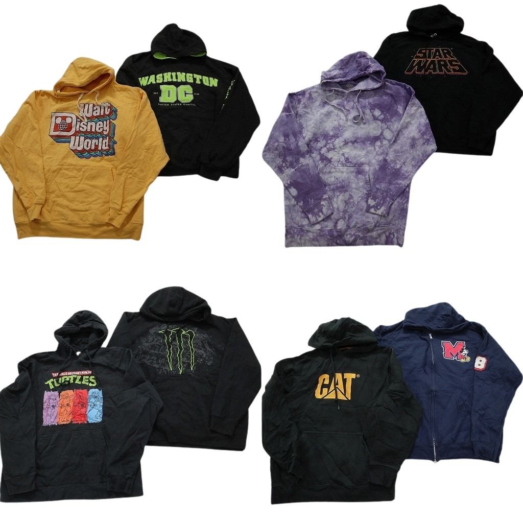 古着卸 まとめ売り カラー パーカー スウェット 8枚セット (メンズ Ｍ /L ) モンスター 企業 スターウォーズ   ミッキー  中古 古着 MX9348