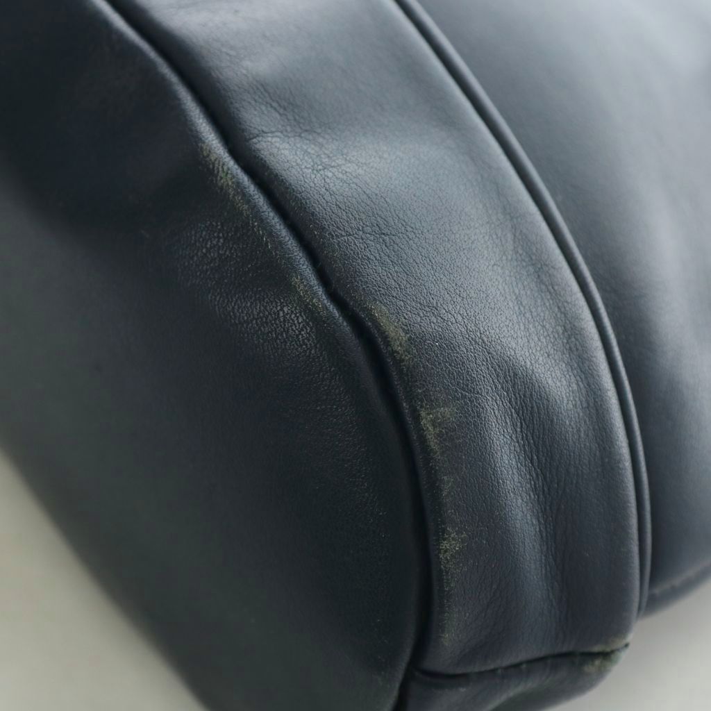 WAKO 和光 ハンドバッグ レザー ロゴ ゴールド金具 紺 ネイビー
