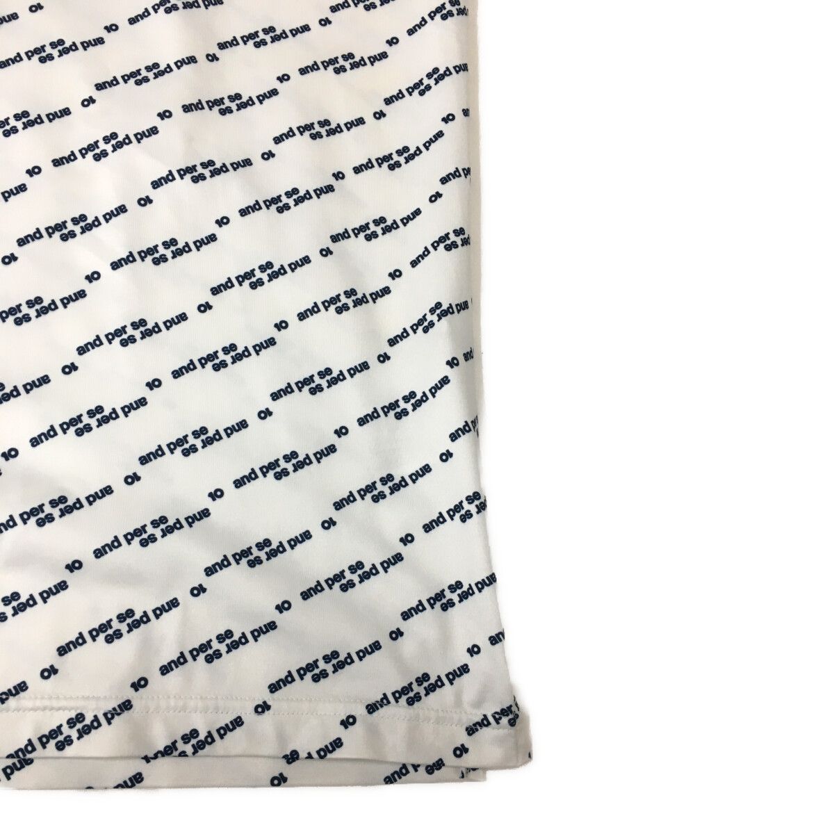 coco 中古 アンパスィ and per se メンズ 半袖ポロシャツ L 白×紺 ホワイト×ネイビー 総柄 coco 中古 アンパスィ and per se メンズ 半袖ポロシャツ L 白