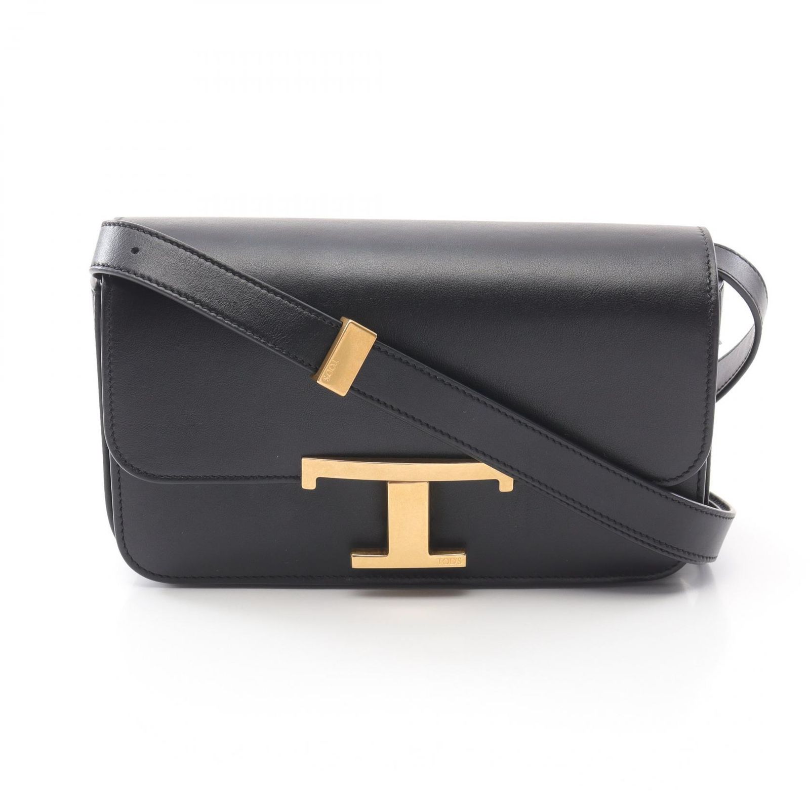 トッズ TOD S ショルダーバッグ T タイムレス マイクロ XBWTTTC0000RORB999 ブラック レザー Tタイムレス マイクロ ショルダーバッグ レディース Used A