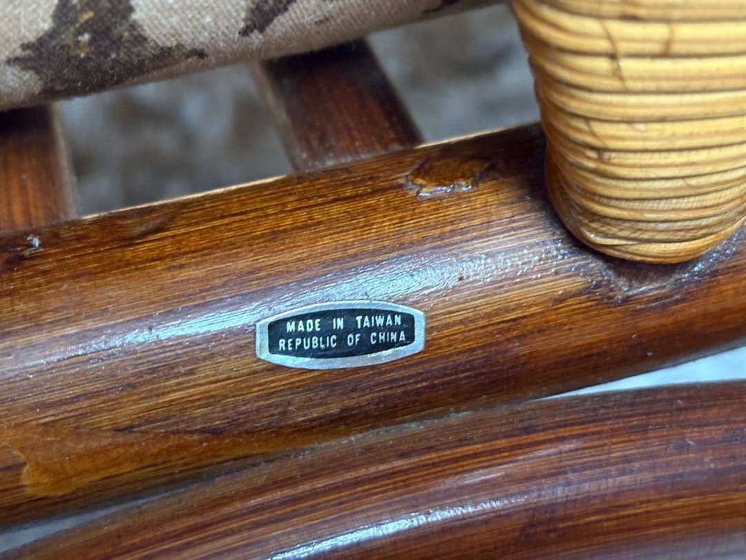 台湾製　ラタン　ヴィンテージ　籐　アームチェア　肘付き椅子　2脚セット SZ 台湾製 ラタン ヴィンテージ 籐 アームチェア 肘付き椅子 2脚