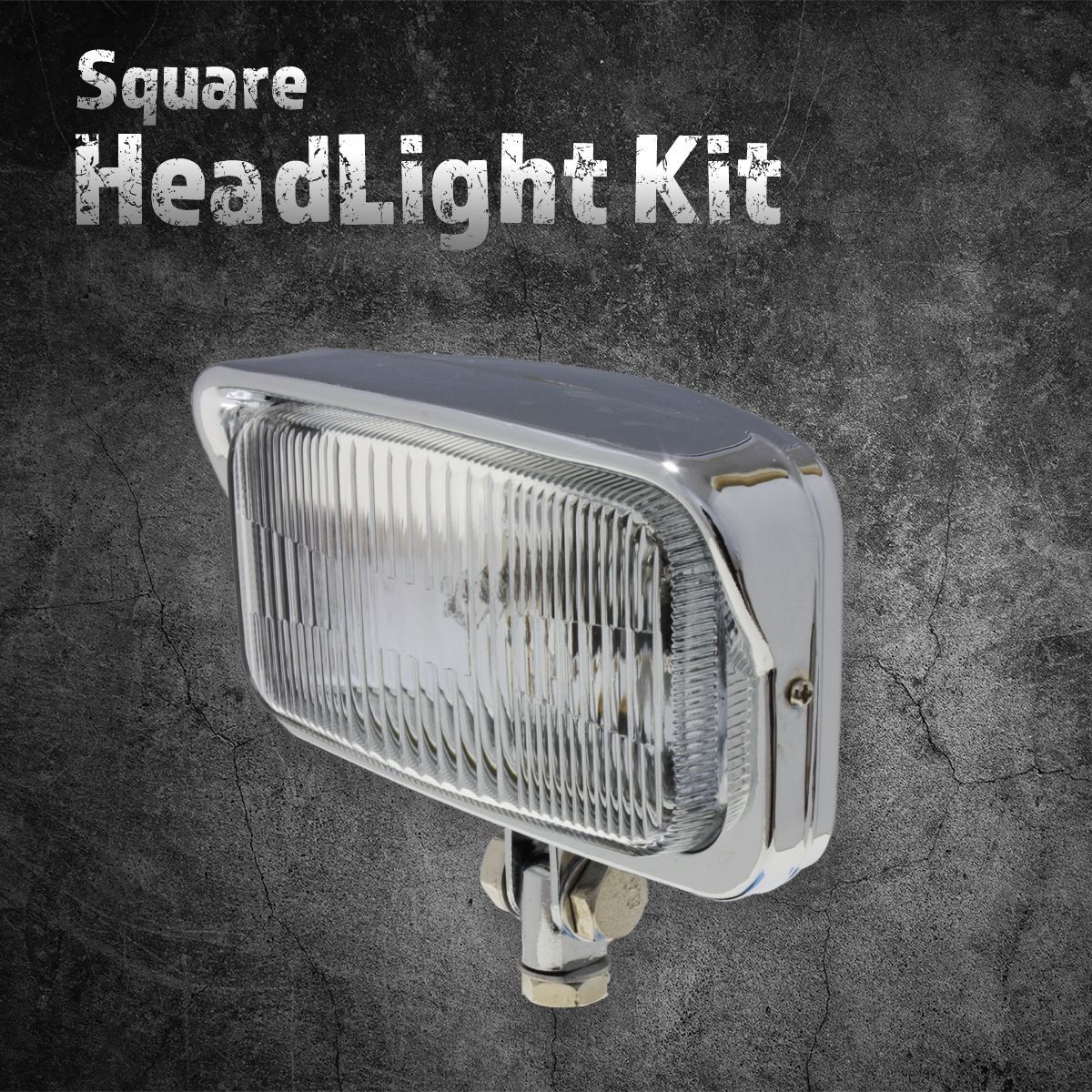 【汎用】ヘッドライト　スクエア　クローム/クリアレンズ