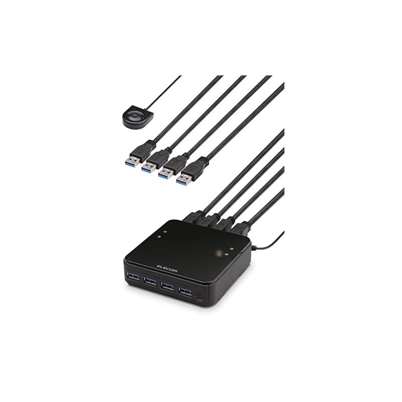 エレコム USB切替器 PC→4ポート USB3.0→4ポート 手元スイッチ ブラック U3SW-T4 0