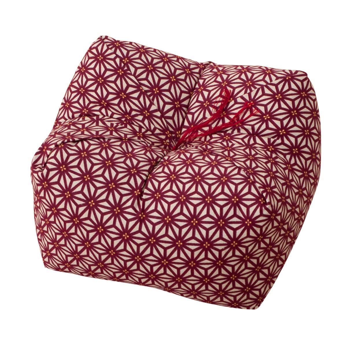 【特価商品】そばがら枕 中(22×22×13cm) 正座クッション 麻の葉 天然そばがら 日本製 あか エムール