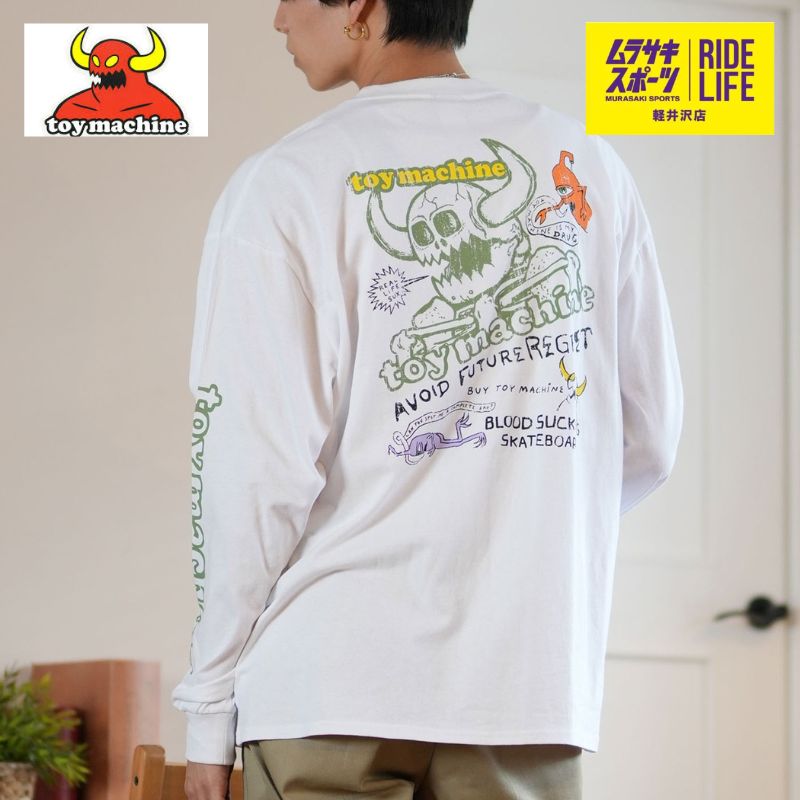 【ムラスポ公式】　TOY MACHINE　トイマシーン　ロンT　長袖　Tシャツ　ビックシルエット　バックプリント　ムラサキスポーツ限定　（ホワイト）　MTMFELT2
