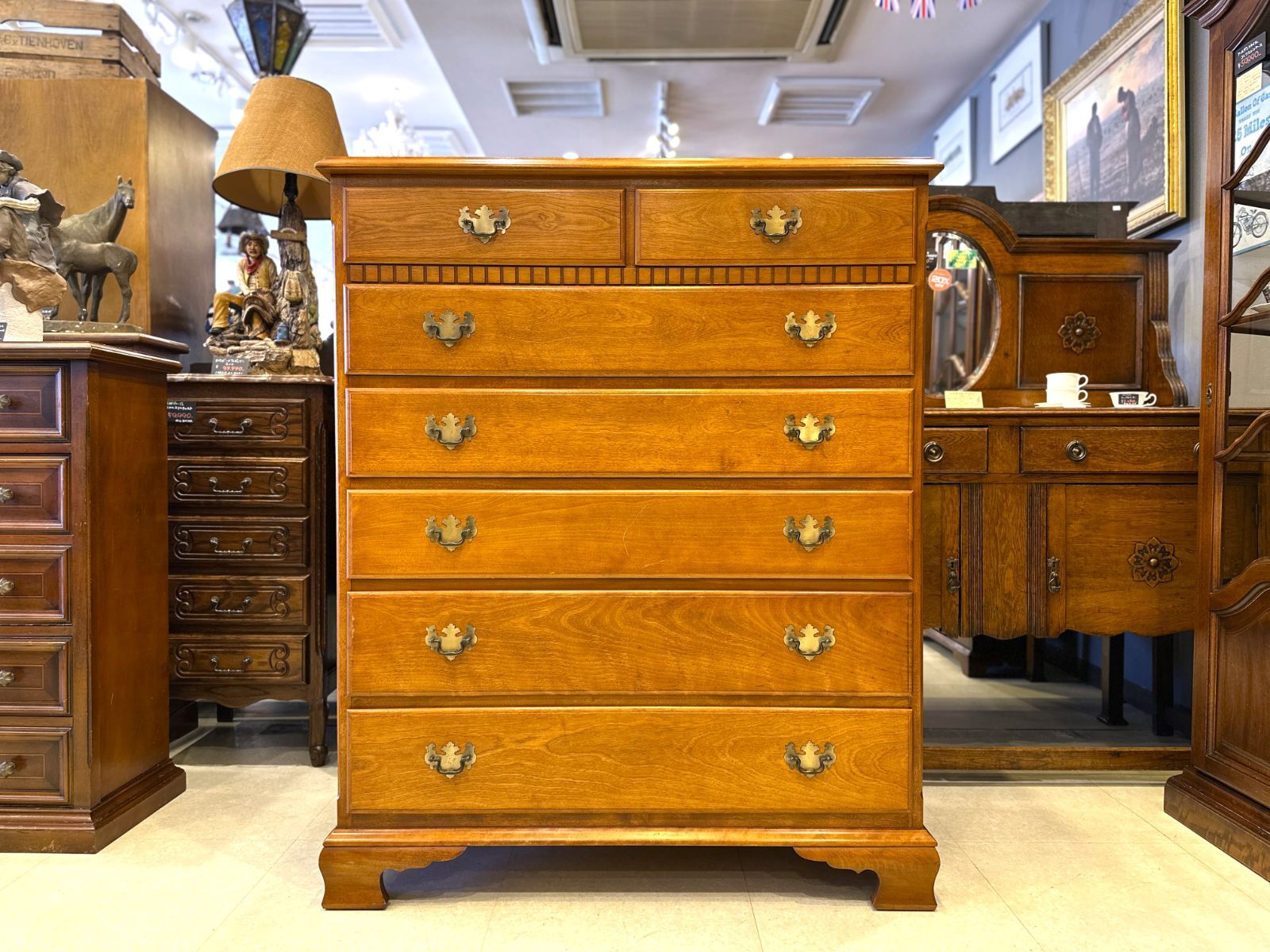 5B23 横浜ダニエル アーリーアメリカンスタイルラージチェスト 引き出し 箪笥 関東 中部 近畿地方のみ対応