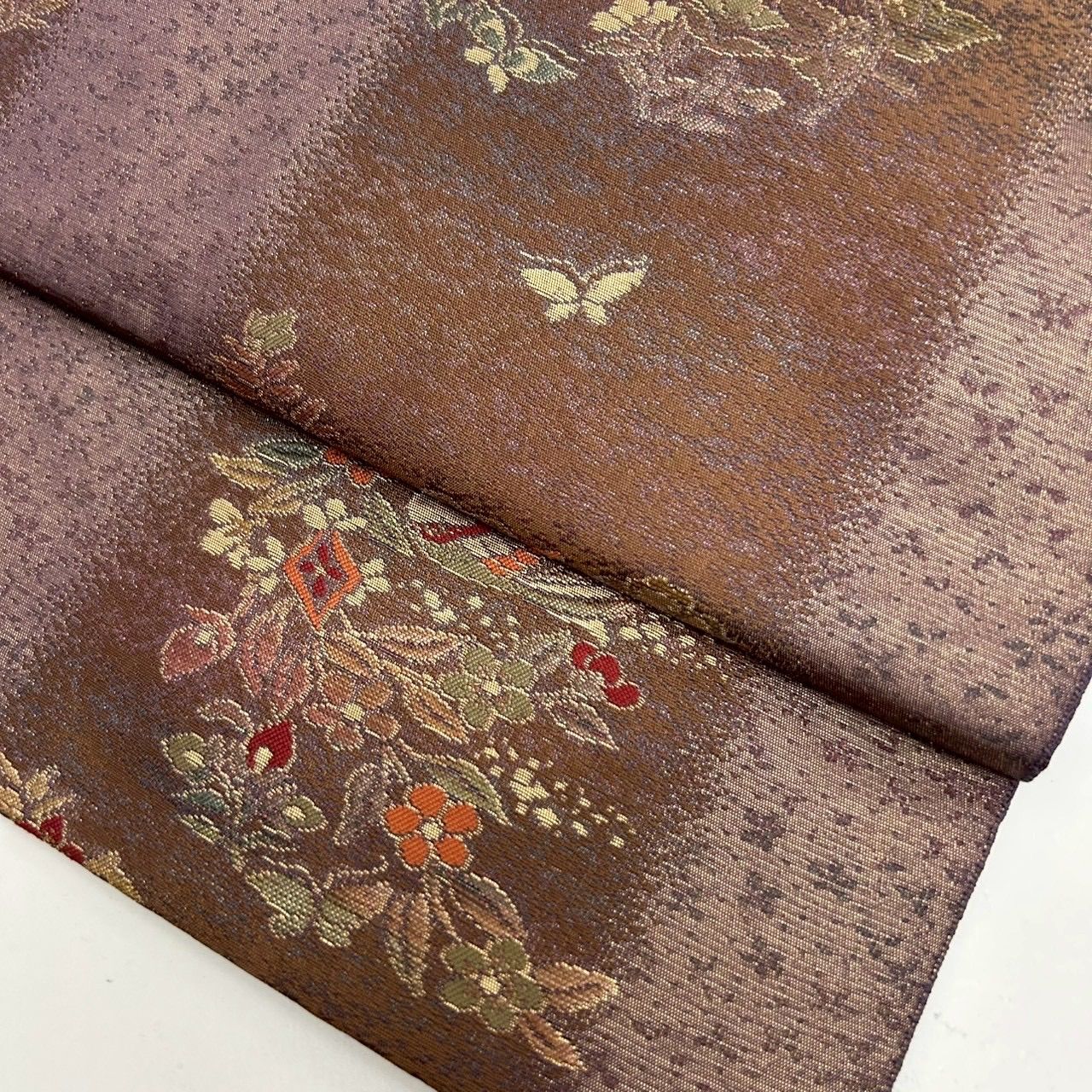 M*Y様 夏帯 名古屋帯 紗 美しい草花 九寸 正絹 着物 HO-