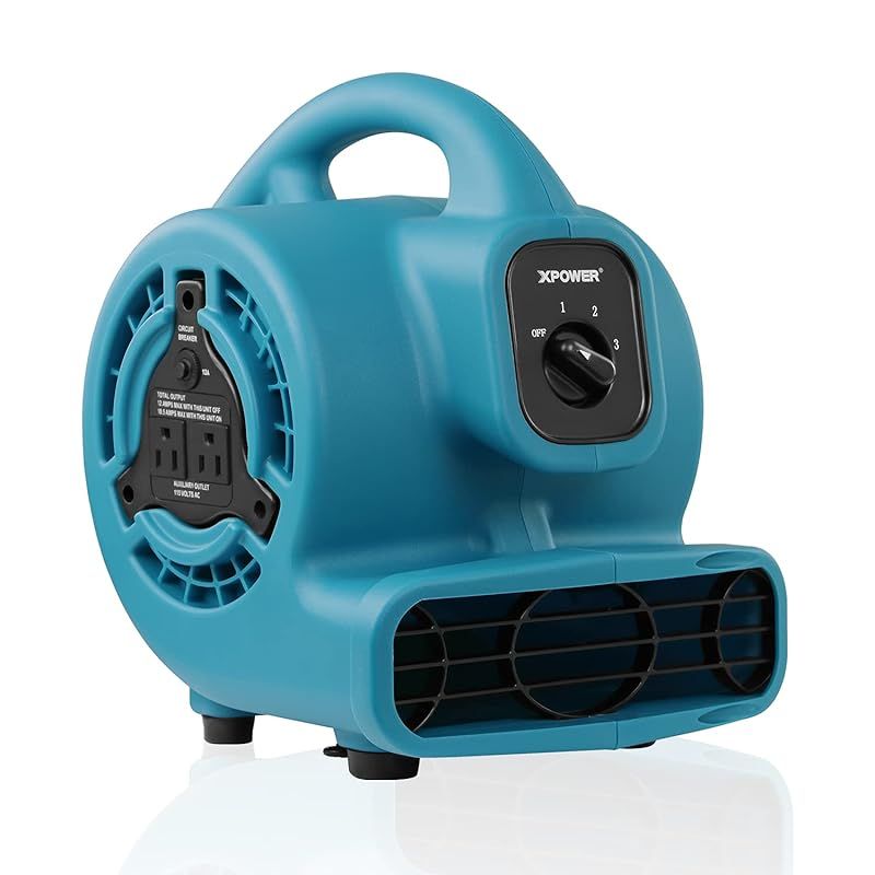 XPOWER P-80Aミニマイティエアムーバーフロアファンドライヤーユーティリティブロワー外部アウトレットプラグ付き屋外芝生ファン 青 1