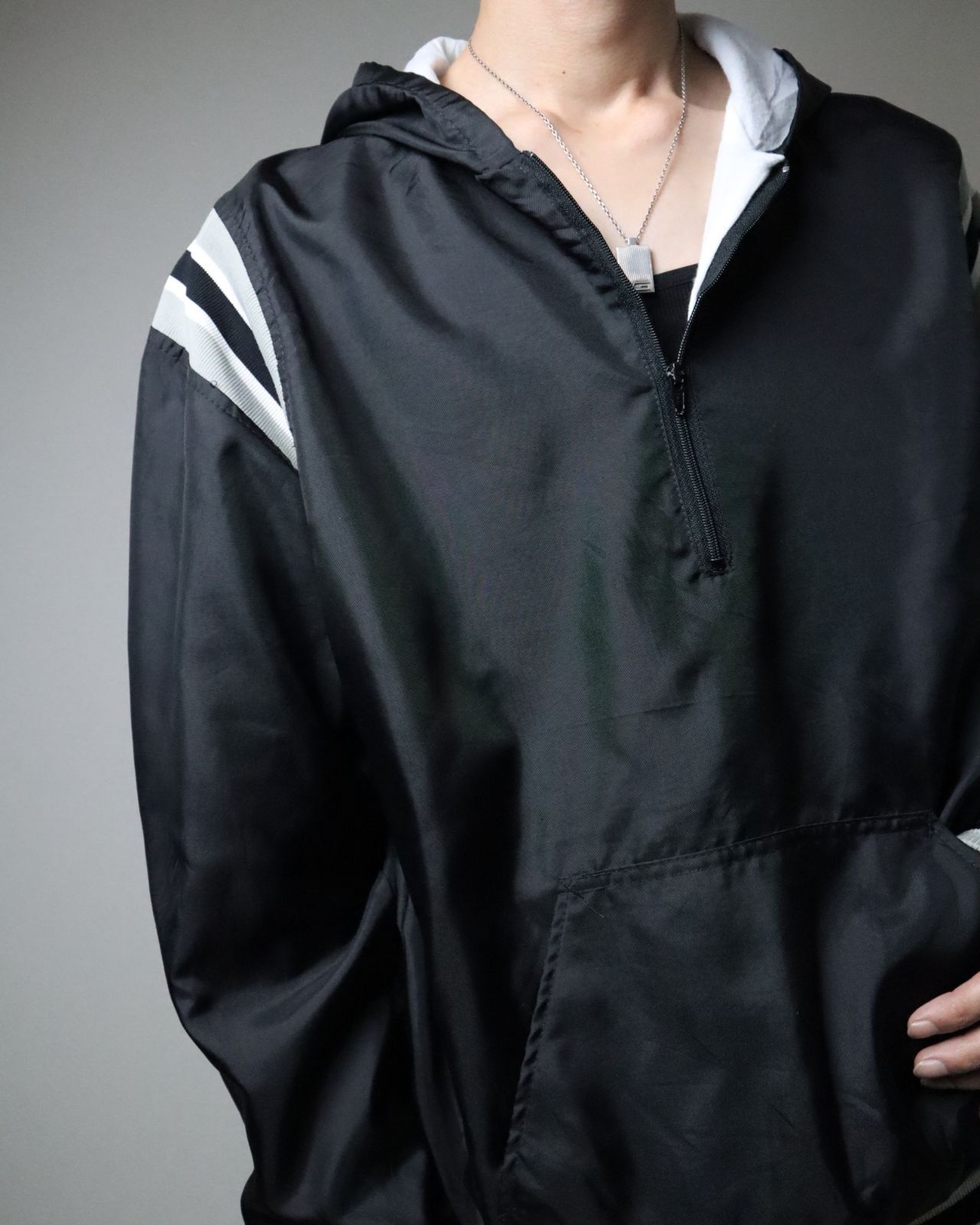 USA made line design rib anorak black USA製 vintage ライン