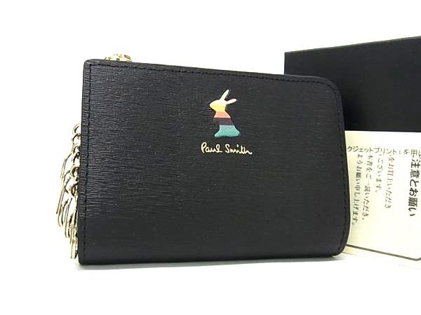 Paul Smith ポールスミス レザー 4連 キーケース コインパース コインケース ブラック系 BN2939