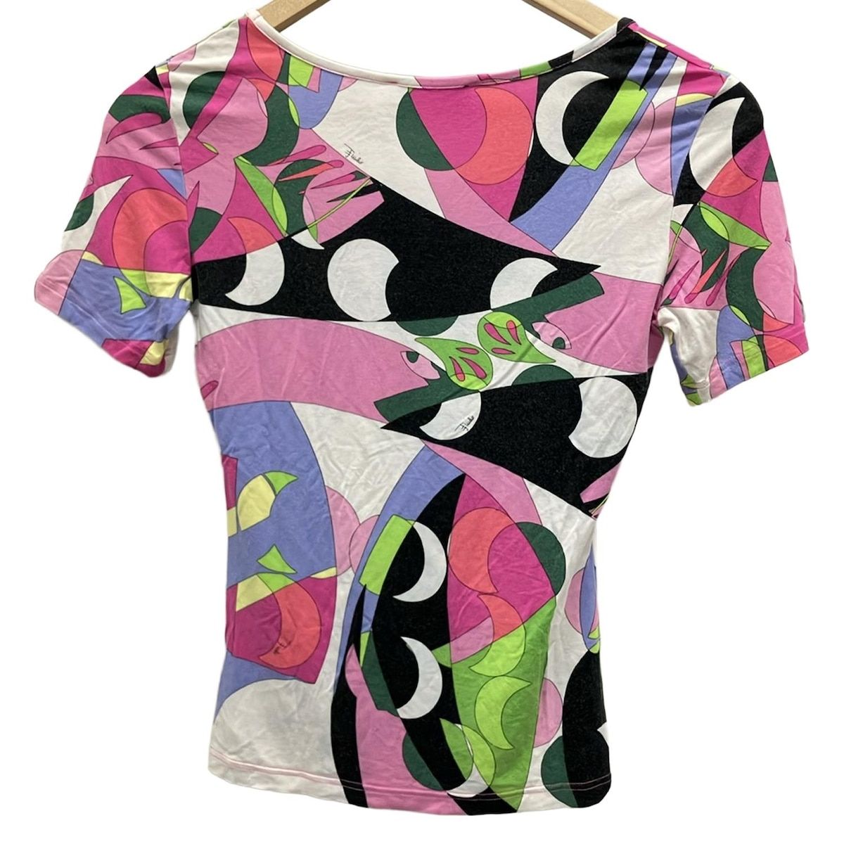 EMILIO PUCCI エミリオプッチ 半袖Tシャツ サイズXS レディース - 白×ピンク×マルチ クルーネック
