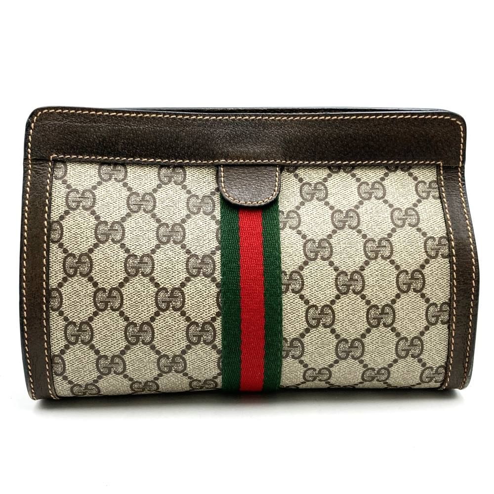 GUCCI グッチ シェリーライン クラッチバッグ 67 014 2125 ポーチ PVC ブラウン 茶 レディースファッション