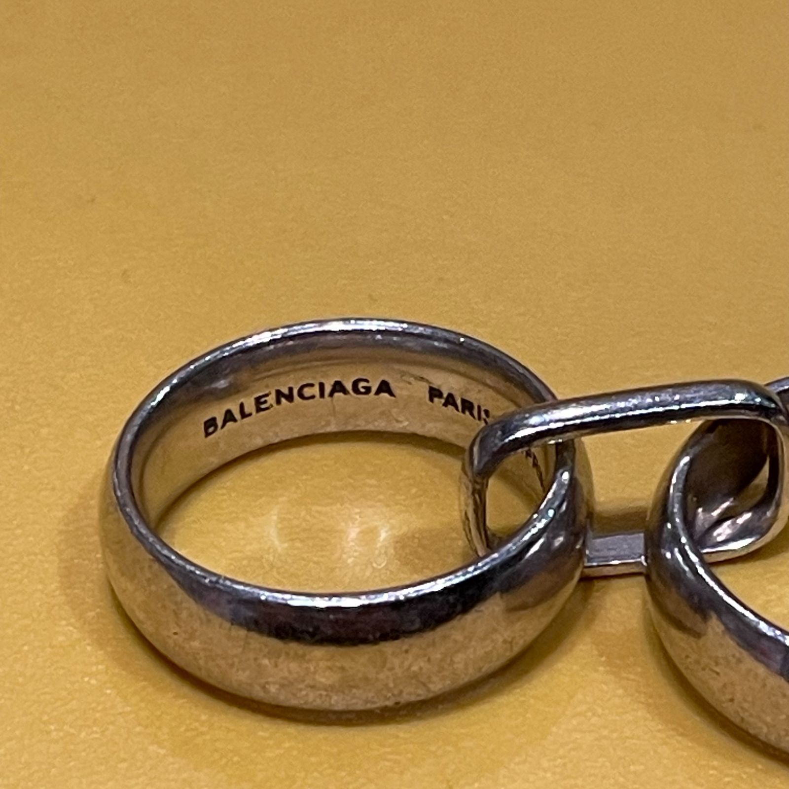 BALENCIAGA シルバーリング 指輪 BALENCIAGA - BALENCIAGA リング ロゴ FORCE STRIPED 指輪の通販