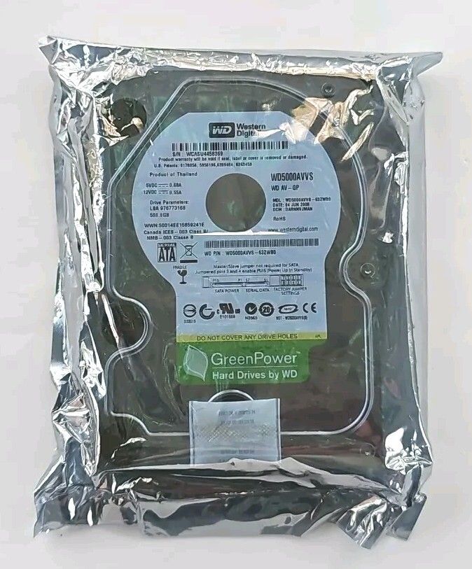 Western Digital WD5000AVVS - 63ZWB0 500gb 3.5 Sata HDD -