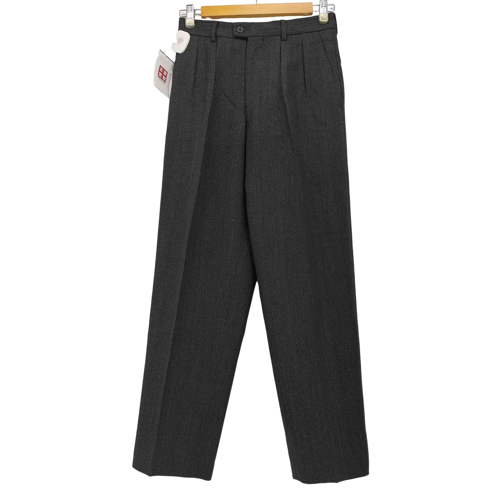 ケンゾー KENZO 90‐00S ストライプ ラメウール 2タック スラックス パンツ メンズ JPN：0 
