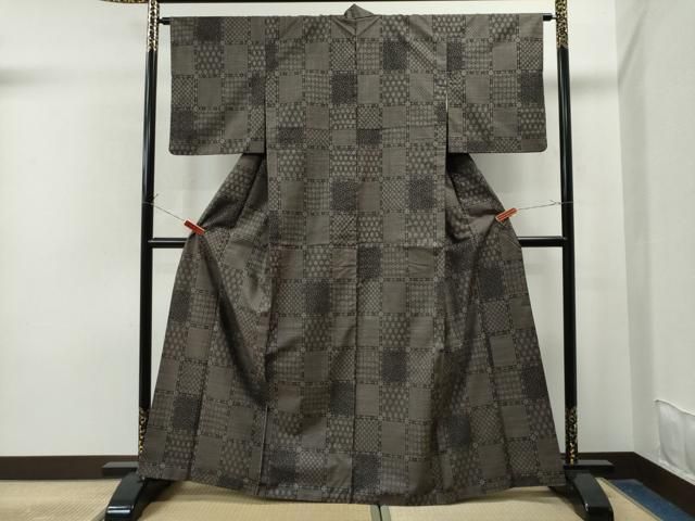 平和屋着物○本場大島紬 9マルキ 扇面吉祥花文 正絹 逸品 CAAU9609vf 紬 