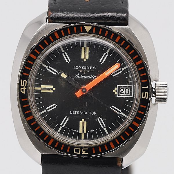 デッドストック級 ロンジン ウルトラクロン ダイバー 黒文字盤 AT/自動  