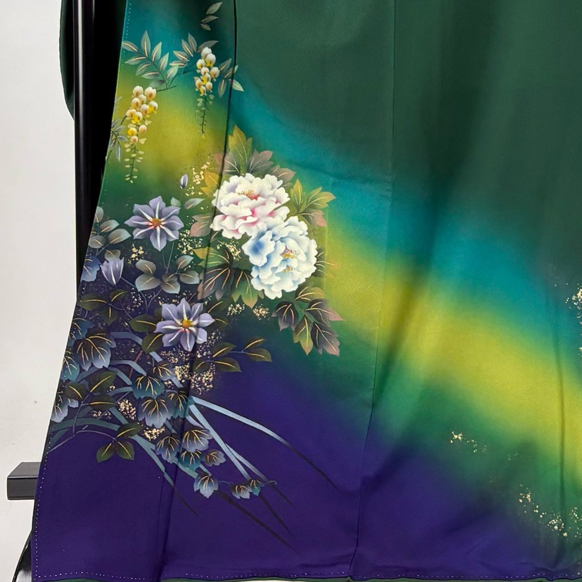 振袖 正絹 袷 蝶 藤 菊 緑 金通し 身丈約166cm 着物 状態良好 r1829-f-00.jpg