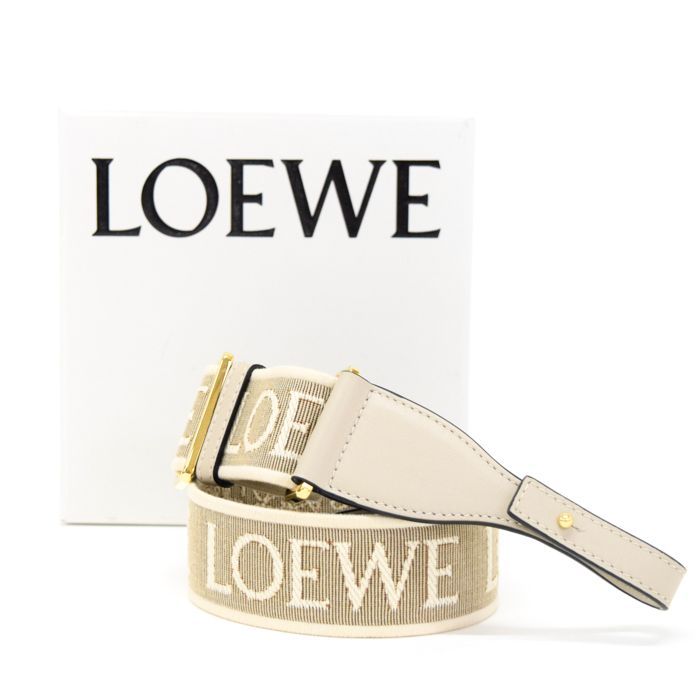 ロエベ LOEWE アナグラム ループ ストラップ ジャカード | カーフ C886T90X01 ショルダーストラップ 交換用 バッグアクセサリー レディース ベージュ mbl16016