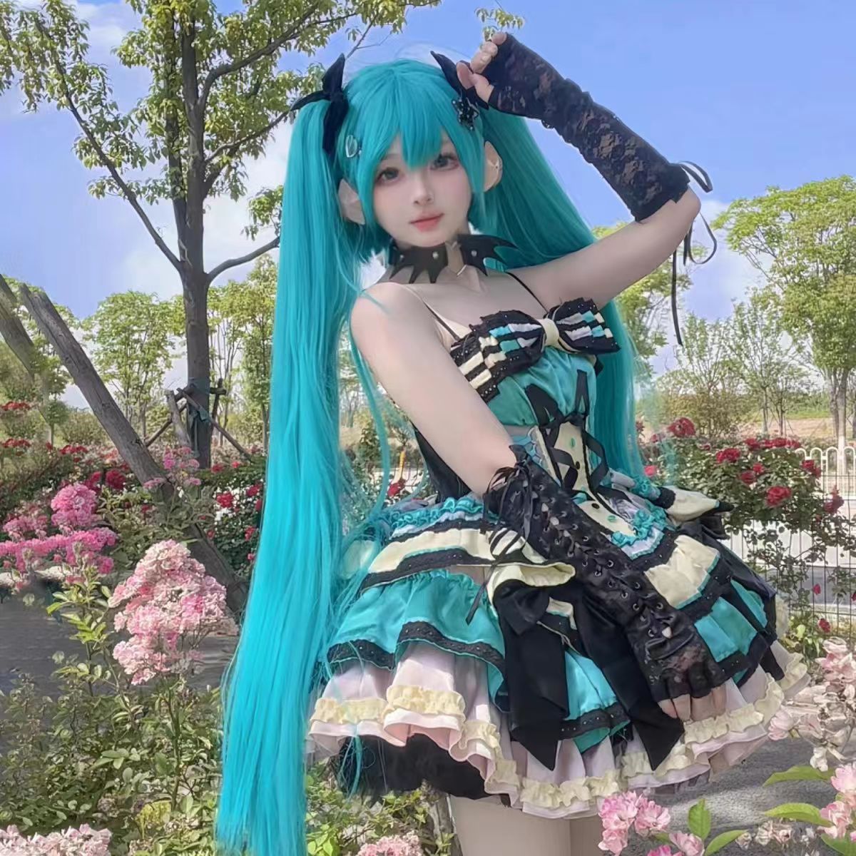 lolita オリジナル 洋服 初音ミクコスプレ衣装ミク姫様コスプレ衣装 ロリータ 変装 仮装 演出服 舞台装 文化祭 学園祭 コスチューム コスプレ服  イベント 漫遊展 - メルカリ