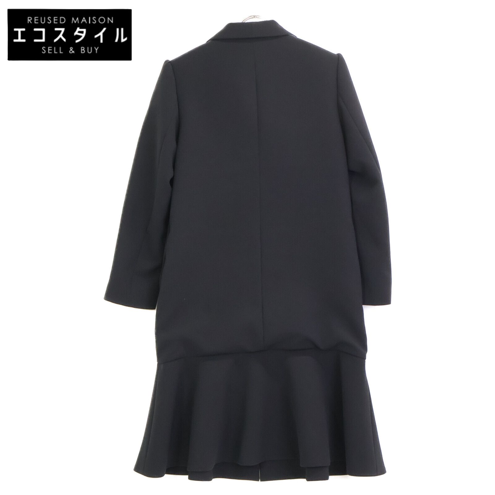 BORDERS at BALCONY ボーダーズアットバルコニー BD2111-3A-09 21SS ﾌﾞﾗｯｸ ﾁｪｽﾀｰﾌﾘﾙｺｰﾄ 36