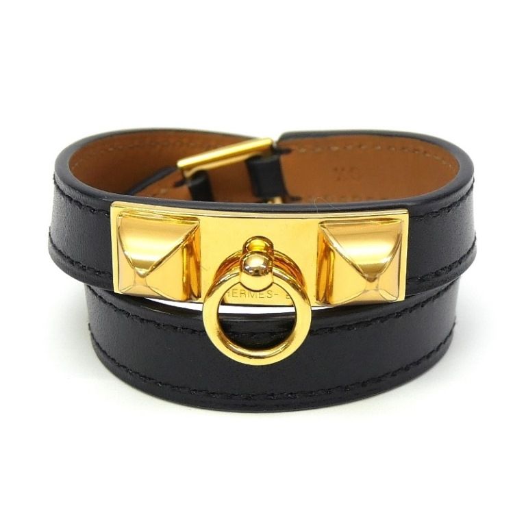 エルメス HERMES リヴァル ドゥブルトゥール レザーブレスレット □R 