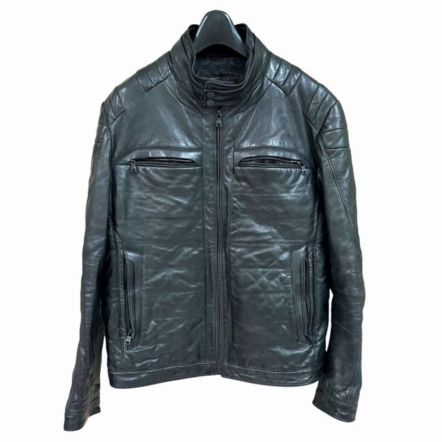 HUGO BOSS ラムレザージャケット ライダース Hugo Boss](ヒューゴボス)ラムレザーフルジップ ライダースジャケット