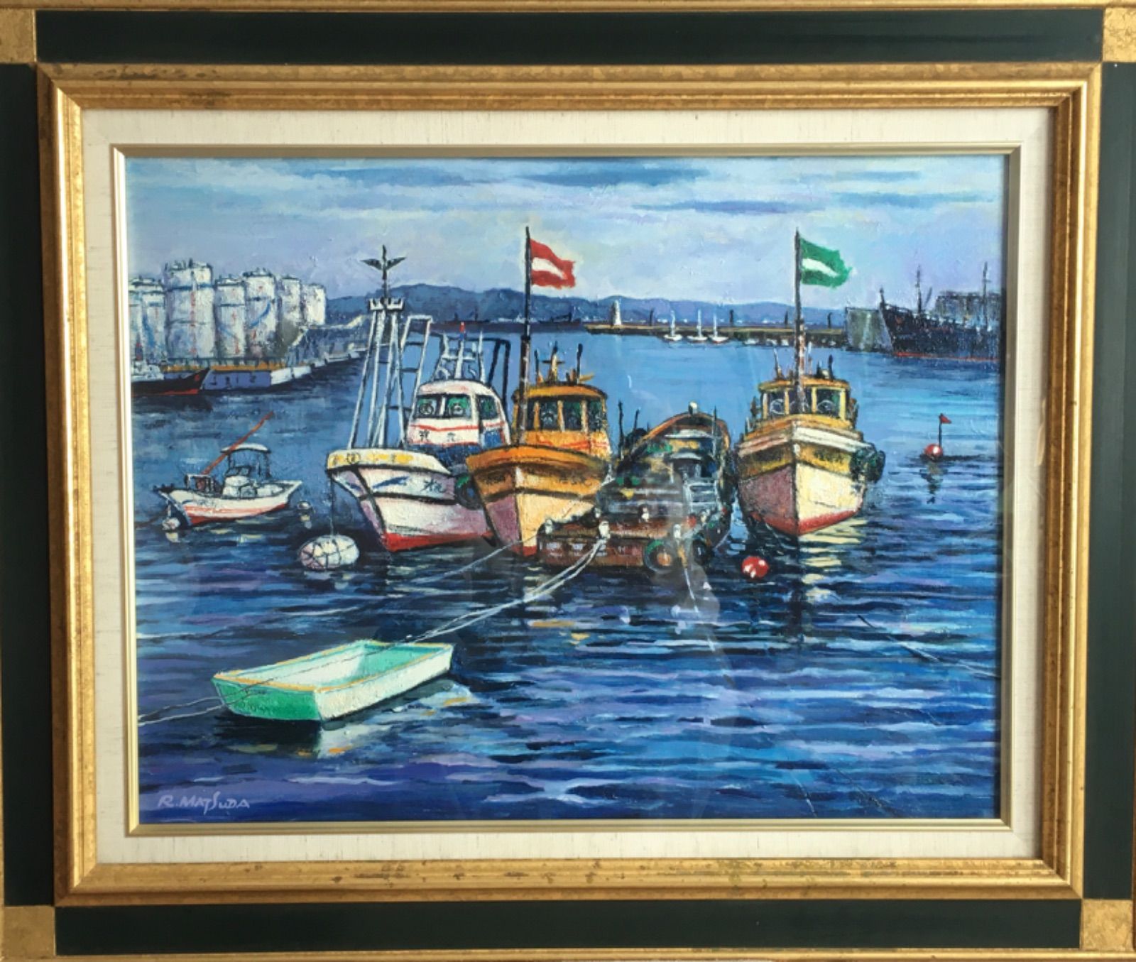 油彩画　油絵　風景画　長田港　兵庫県　1点物　P10号