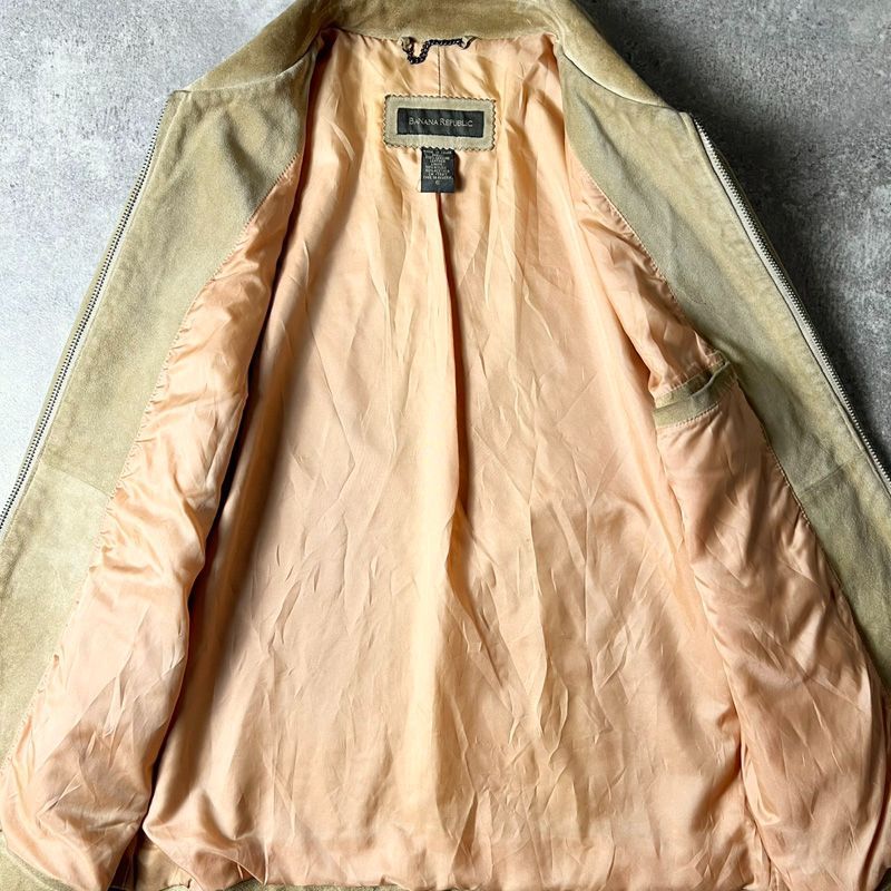 00s BANANA REPUBLIC サテン ライナー 本革 スエード レザー